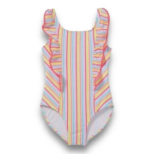 Cat & Jack | Striped Ruffled One Piece Swimsuit (M) 🌈